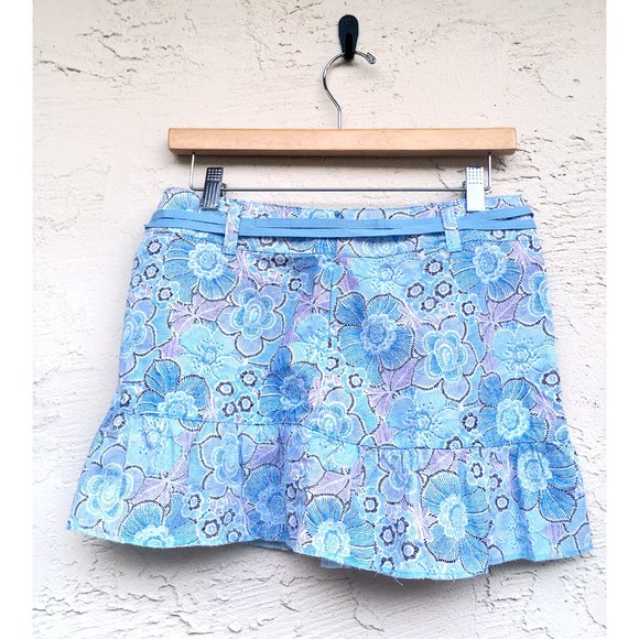SO Floral Poplin Short Skirt w Ruffles (Juniors 5) - Picture 3 of 5